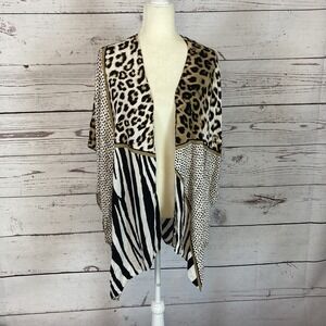 Chicos Wrap Womens Size OS Mixed Animal Patch Rauna Open Polka Dots Safari